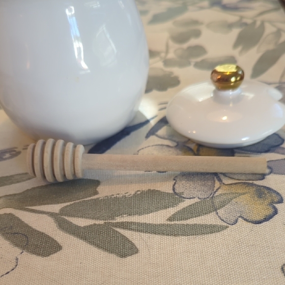 Threshold White Ceramic Honey Jar with Lid and Dipper - Picture 5 of 7